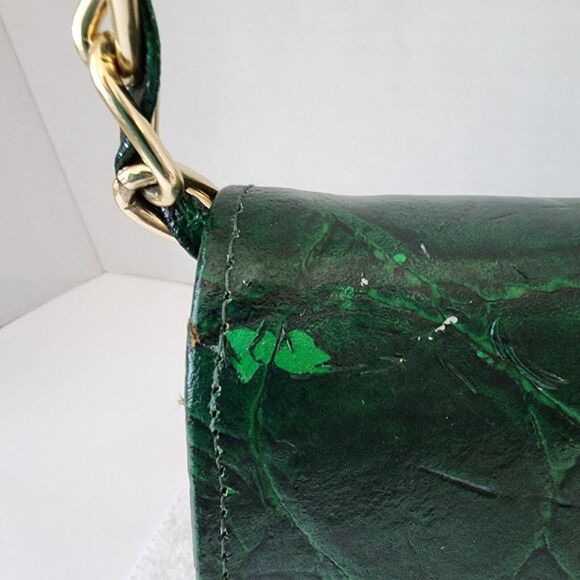 Subissati Green Leather Crossbody Croc Embossed Made in Italy READ DESCRIPTION - Picture 2 of 16